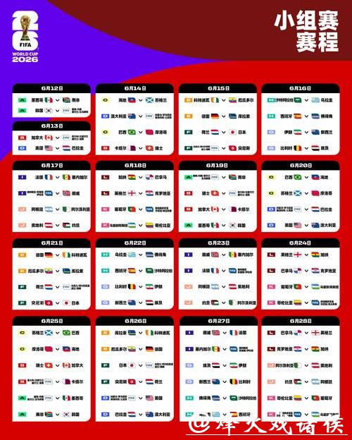 2026世界杯直播时间表及赛程安排